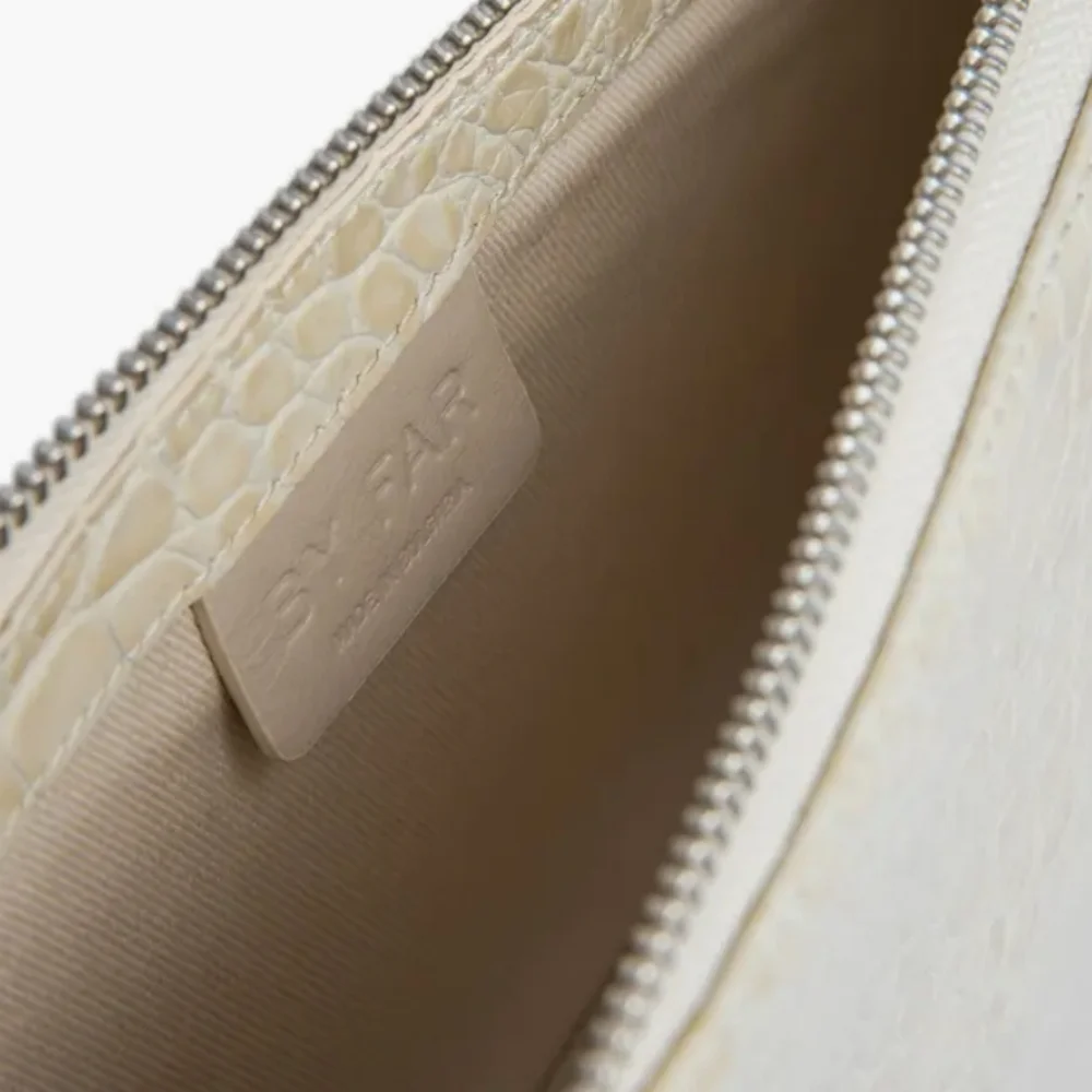 By Far Rachel Croc Embossed Leather Bag in Cream - Picture 5 of 5